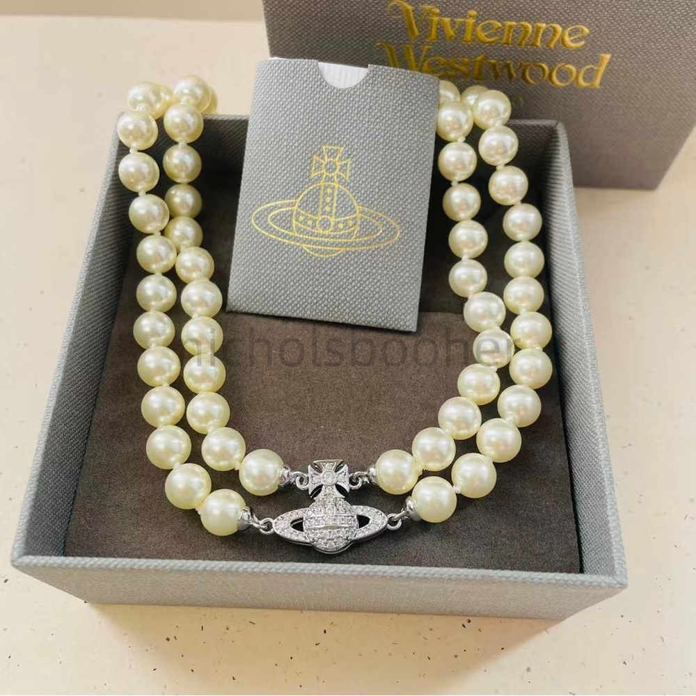Vivienne Westwood Double-Strand Necklace with Silver orb Pendant